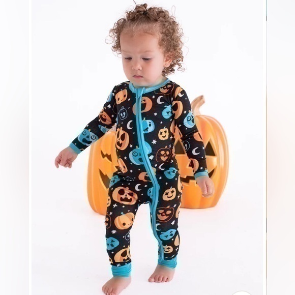 BIRDIE BEAN | 🎃 Bamboo Glow-In-The-Dark Convertible Zip Romper - Picture 1 of 5